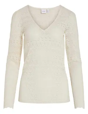 Vila VICHIKKA LACE V-NECK L/S TOP - NOO 14080341