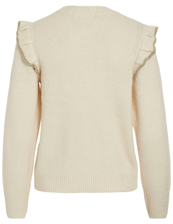 Vila VINANZY L/S O-NECK FLOUNCE KNIT TOP 14100771