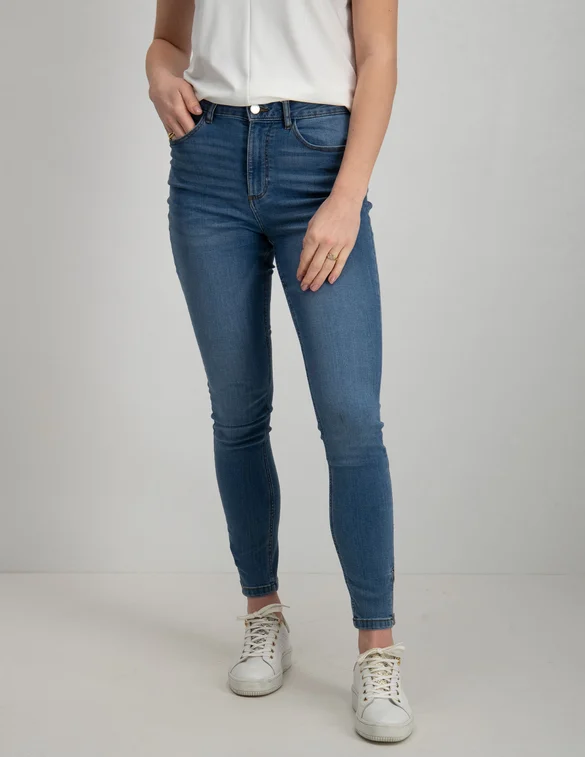 Vila VISKINNIE IT HW 7/8 ZIP JEANS MBD - 14067628